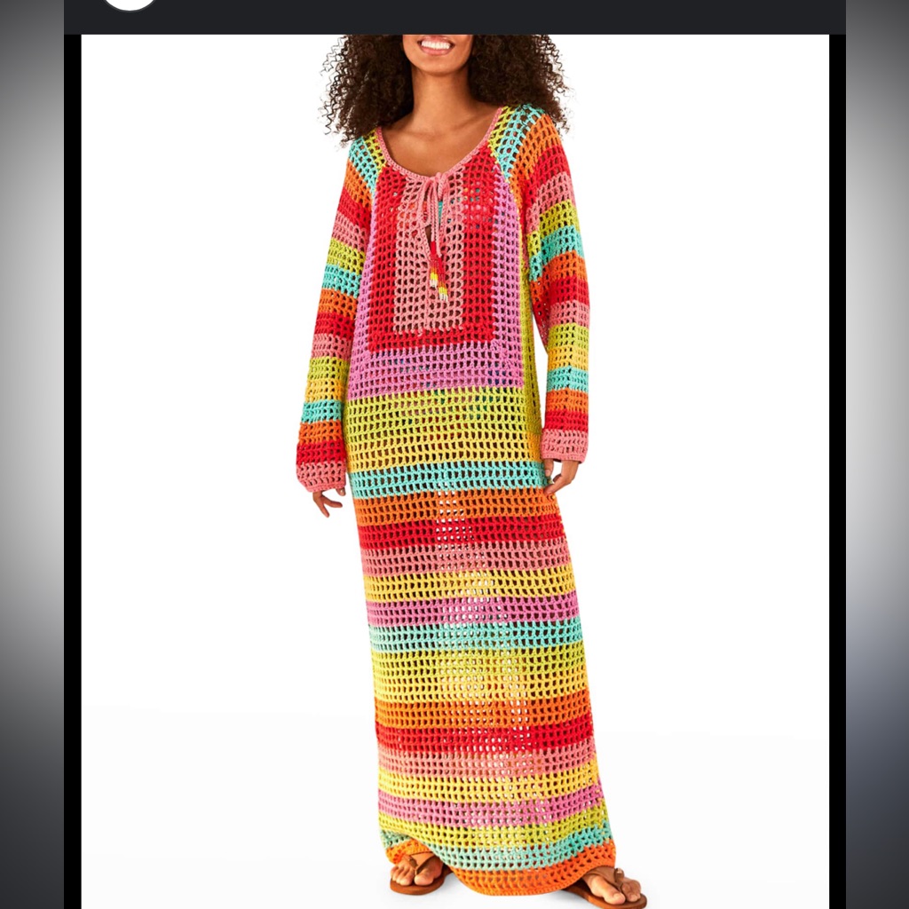 Farm Rio Crocheted Multicolored Bathing Suit Coverup Dress